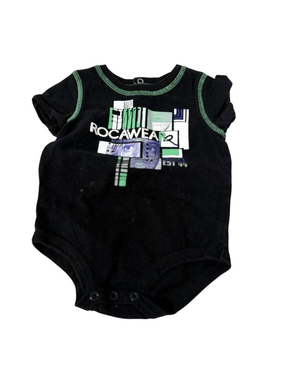 Vintage y2k Rocawear Boys infant Baby Size 6 9 months 1 piece bodysuit black sho